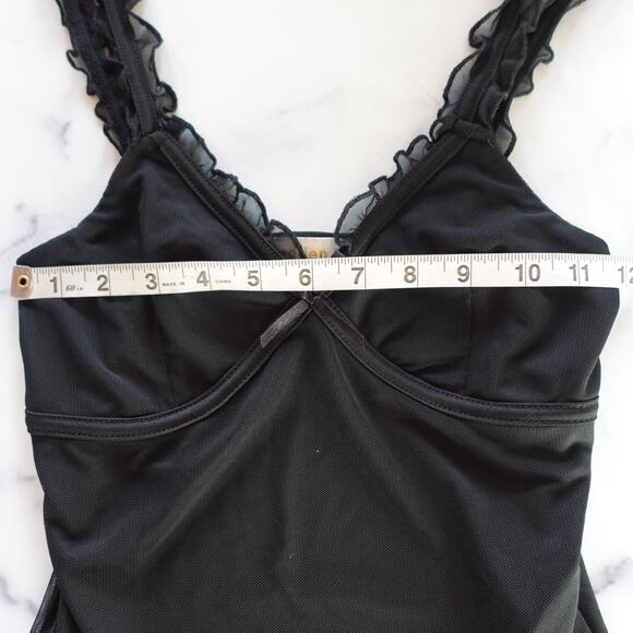 Y2K Babydoll Tank Top Cami Mesh Ruffle Whimsigoth Witchy Fairy Grunge 90s Lace M - Picture 3 of 7